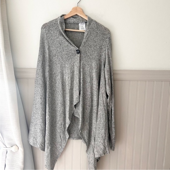 Serra Sweaters - Comfy Serra Women's Heather Gray Drape Cardigan XL